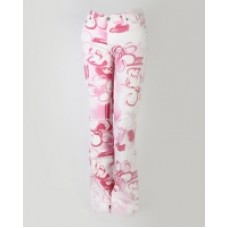 Белые брюки с розовыми цветами