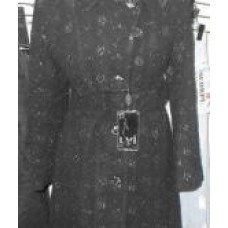 Пальто женское, черное с серыми узорами