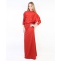 Платье в пол асимметричное красного цвета