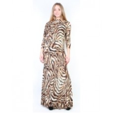 Платье в пол асимметричное тигровой расцветки