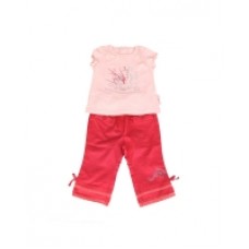 Костюм для девочки, коралловые брюки и розовая футболка