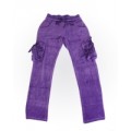 Брюки для девочки вельветовые фиолетового цвета с накладными карманами