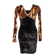 Платье коктейльное велюровое черное с болеро леопардовой расцветки