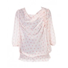 Блузка женская шифоновая Apart белого цвета в розовый горошек