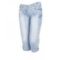 Брижди женские джинсовые голубого цвета с потертостями