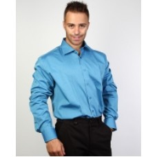 Рубашка мужская, лазурного цвета, длинный рукав