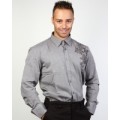 Рубашка мужская, серого цвета с вышивкой, длинный рукав
