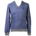Пуловер полосаты серо-синий